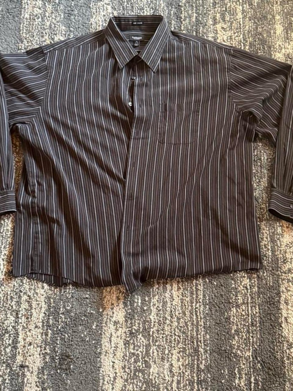 Van Heusen Black Pinstripe Long-Sleeve Dress Shirt